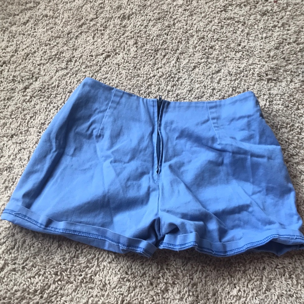 adorable vintage light blue zip up shorts